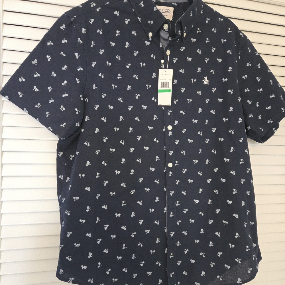 Original Penguin Navy Cycles Men's Shirt Sz. L NWT